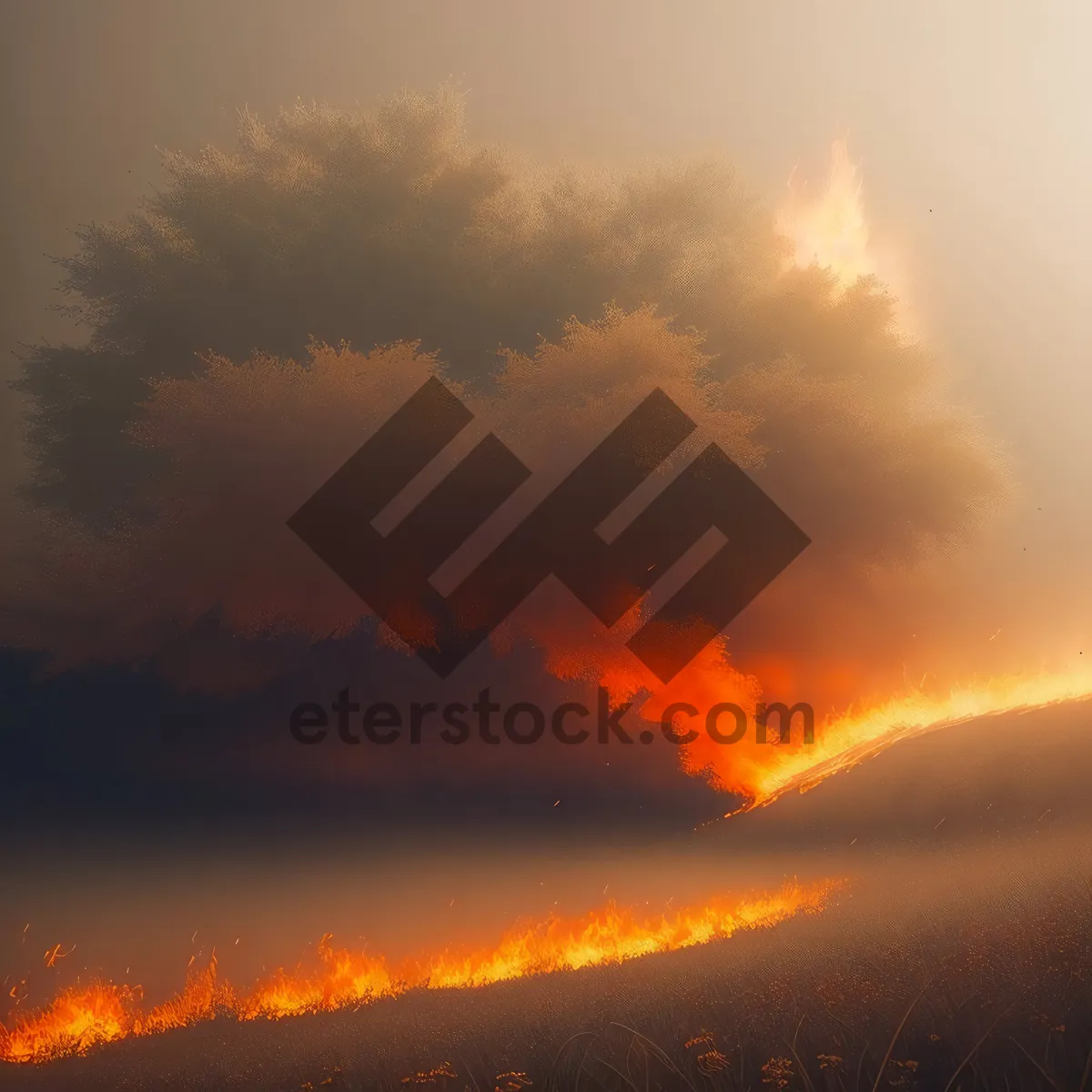 Picture of Vibrant Sky at Dusk with Fiery Sunset