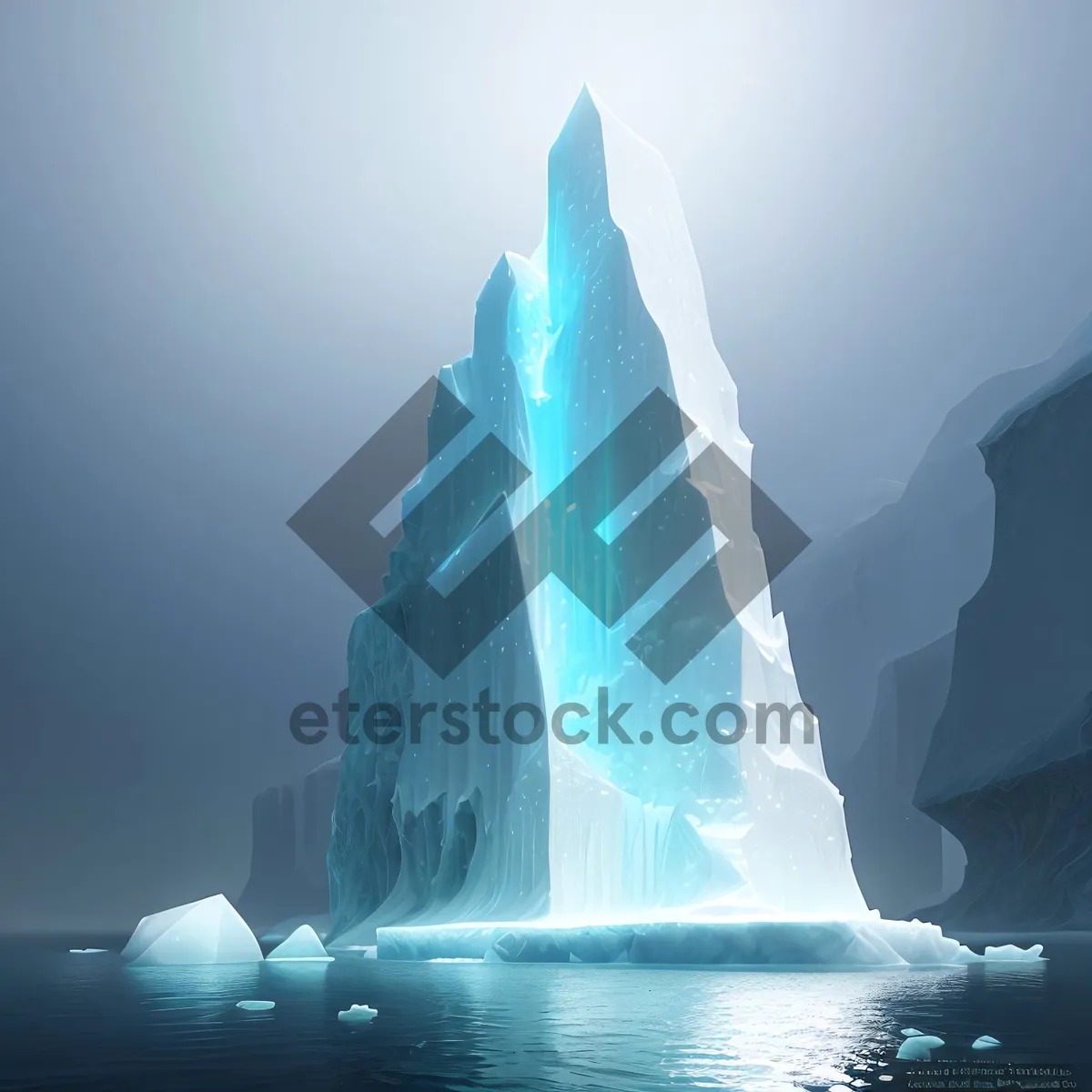 Picture of Majestic Glacier Reflection: Awe-inspiring icy landscape meets clear blue sky.