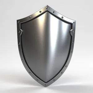 Shiny metal shield icon with heart symbol emblem.