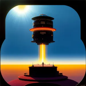 Sunset Beacon: Majestic Lighthouse Gracing the City Skyline