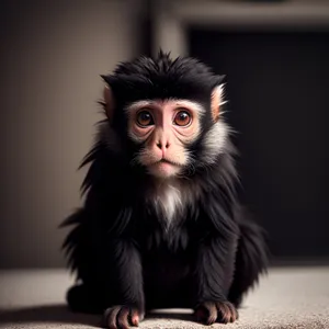 Cute Wild Primate Portrait with Furry Hair