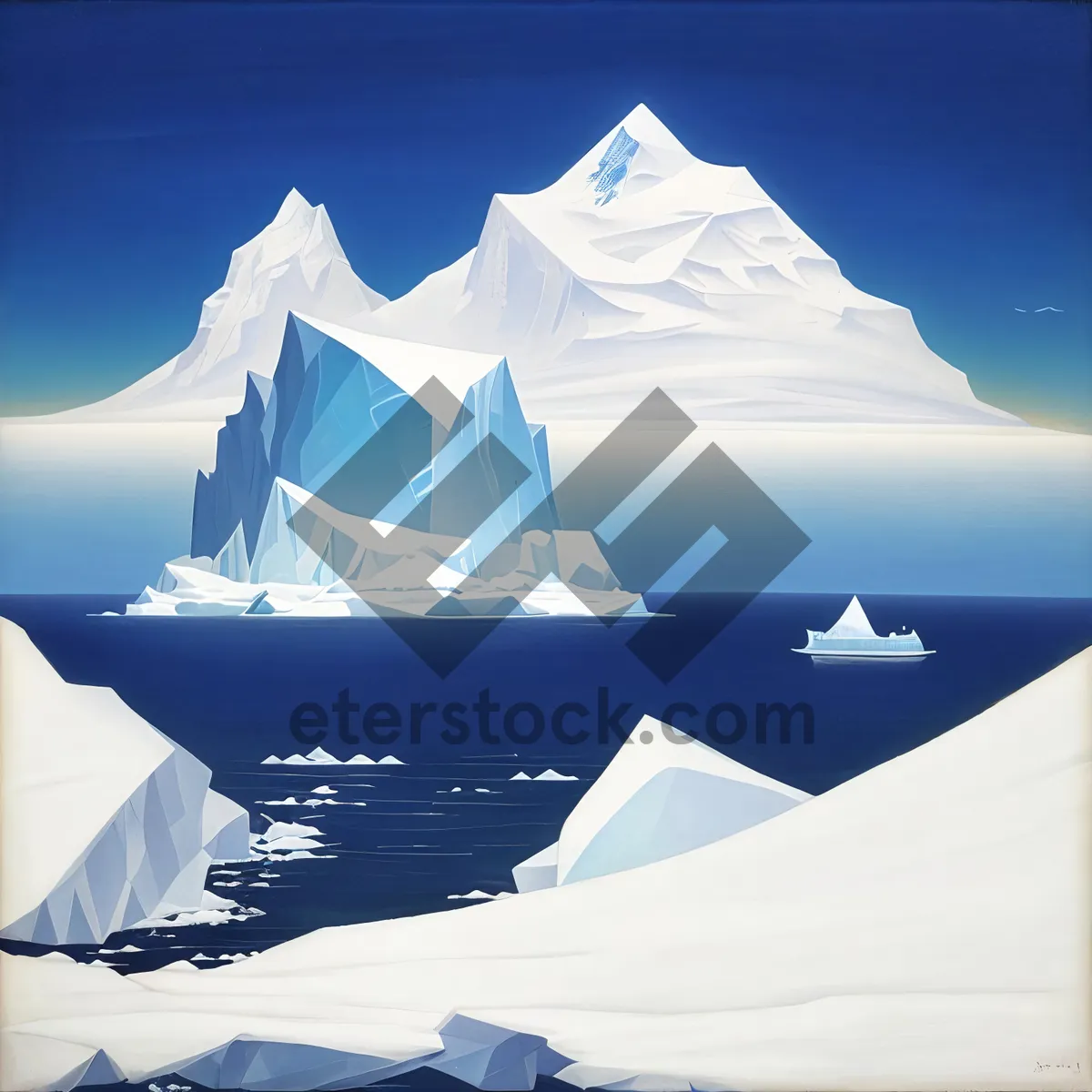 Picture of Majestic Mountain Peak Surrounded by Snow-Capped Iceberg Landscape