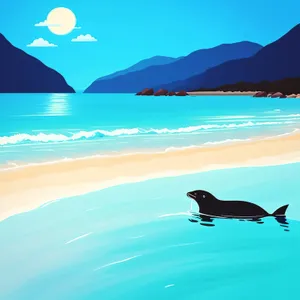 Serene Beachscape: Majestic Turquoise Waters and Sun-kissed Sands