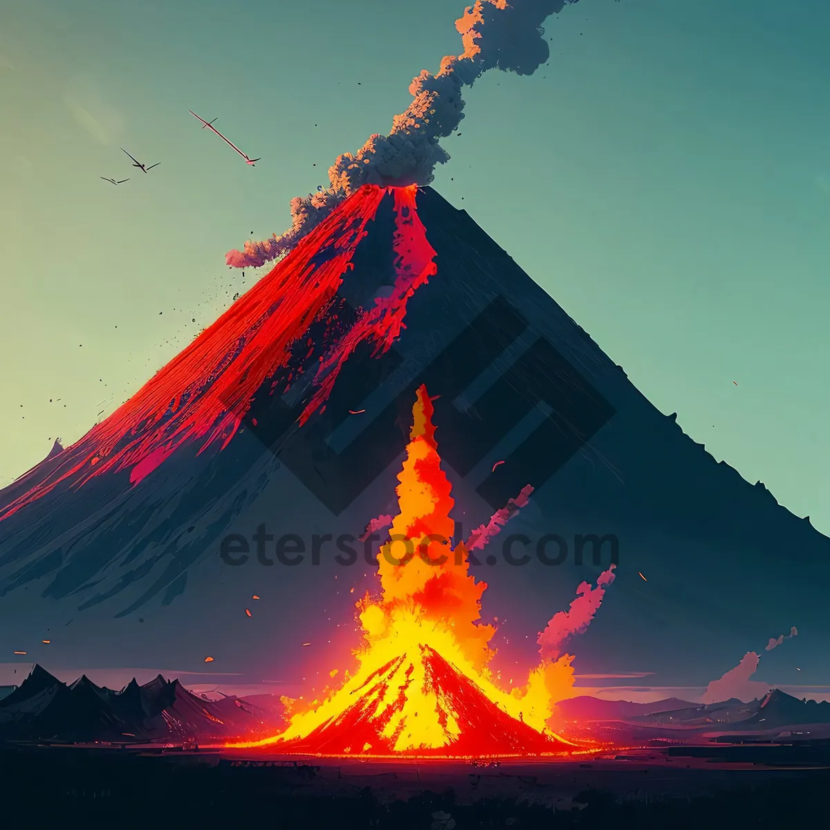 Picture of Fiery Volcanic Mountain