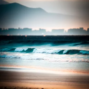 Beach Bliss: Tranquil Waves Embrace Sunny Shore