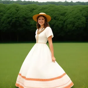 Smiling Bride in Stunning Wedding Gown with Bouquet