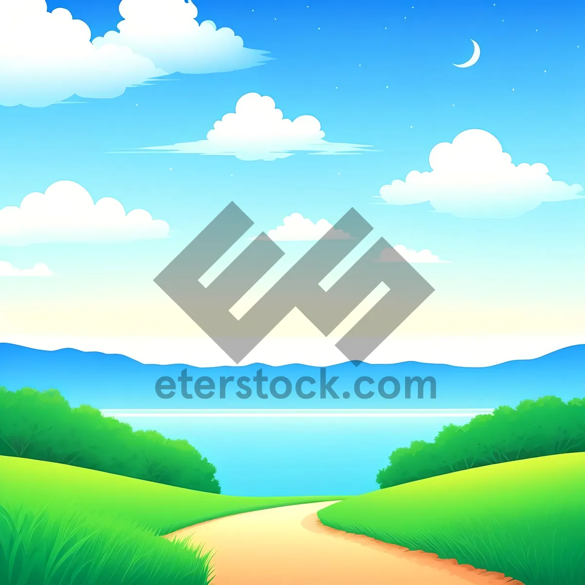 Picture of Serene Summer Sky with Rolling Fields