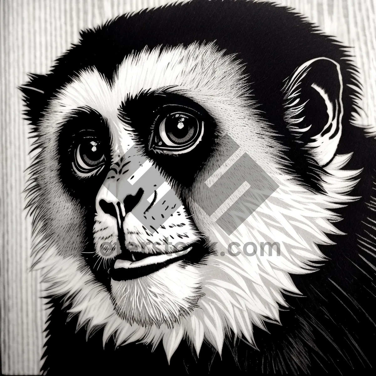Picture of Wild Black Primate Monkey - Captivating Mammal Wildlife Face
