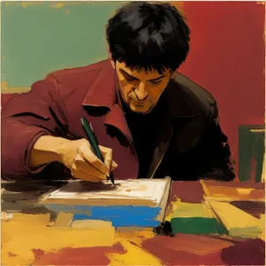 Professional Businessman Working at Office Desk with Laptop