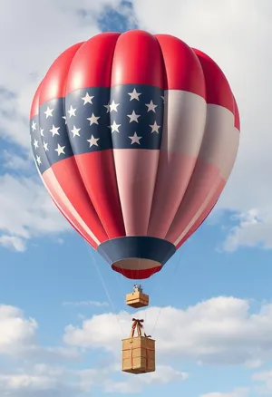 Colorful Hot Air Balloon Flying in Sky