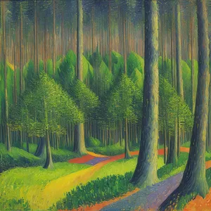 Peacock's Majestic Summer Forest Landscape