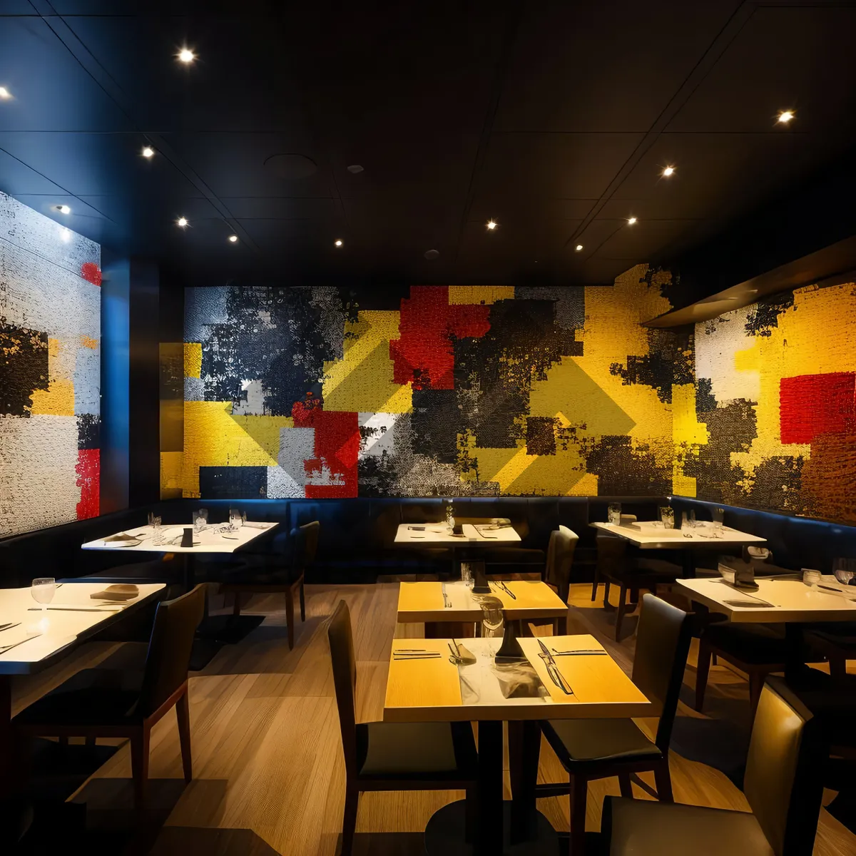 Picture of Modern restaurant interior design with luxury furniture and light.