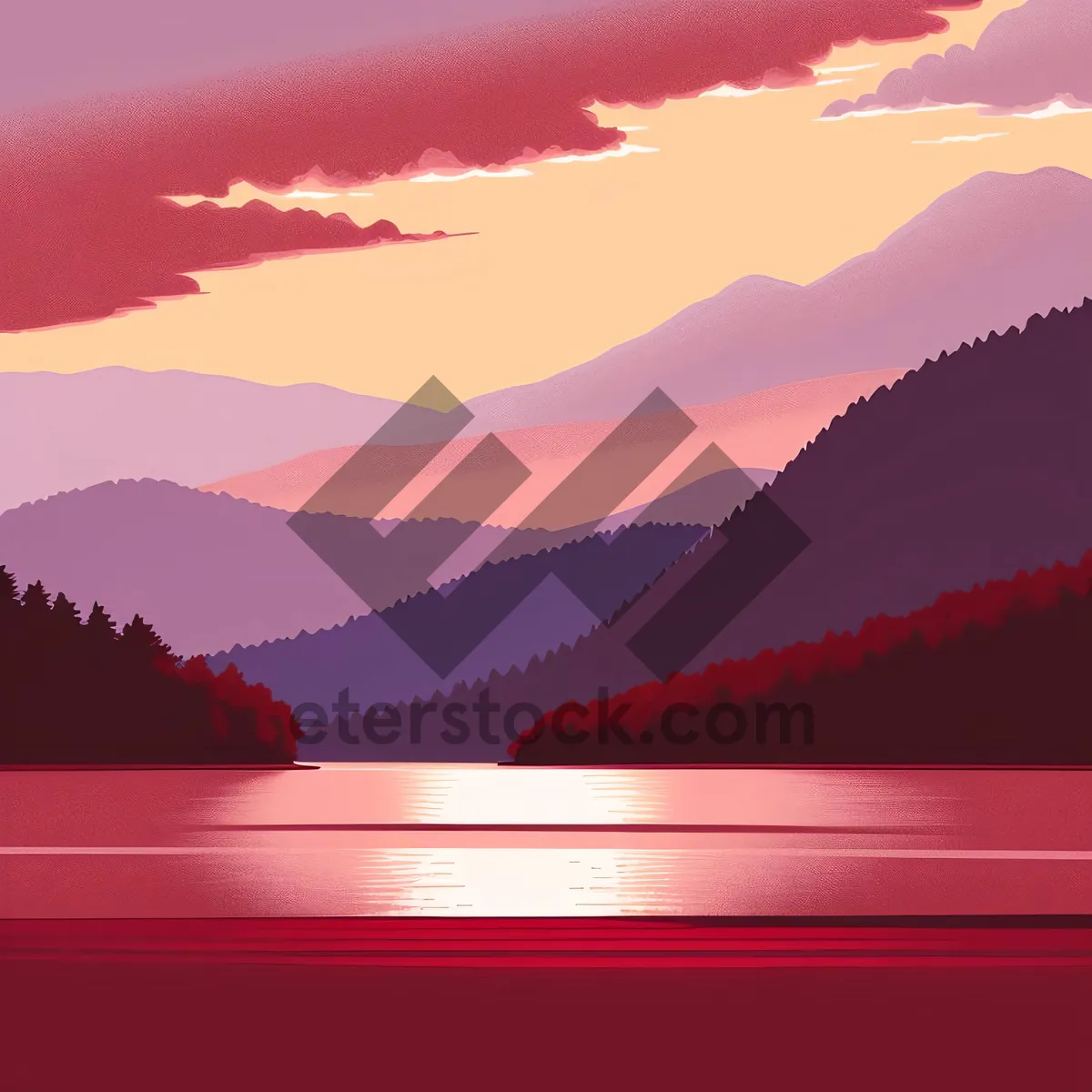 Picture of Serene Sunset Over Majestic Mountain Range