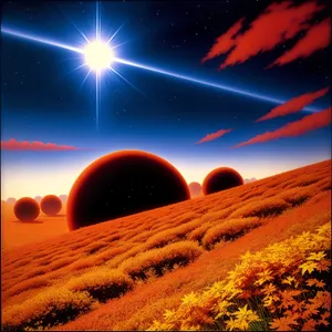 Vibrant Sunset over Rural Meadow