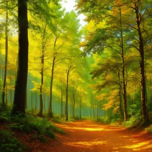 Autumnal Pathway through Mystical Woods