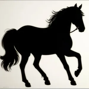 Silhouette of Majestic Stallion Galloping in the Ranch