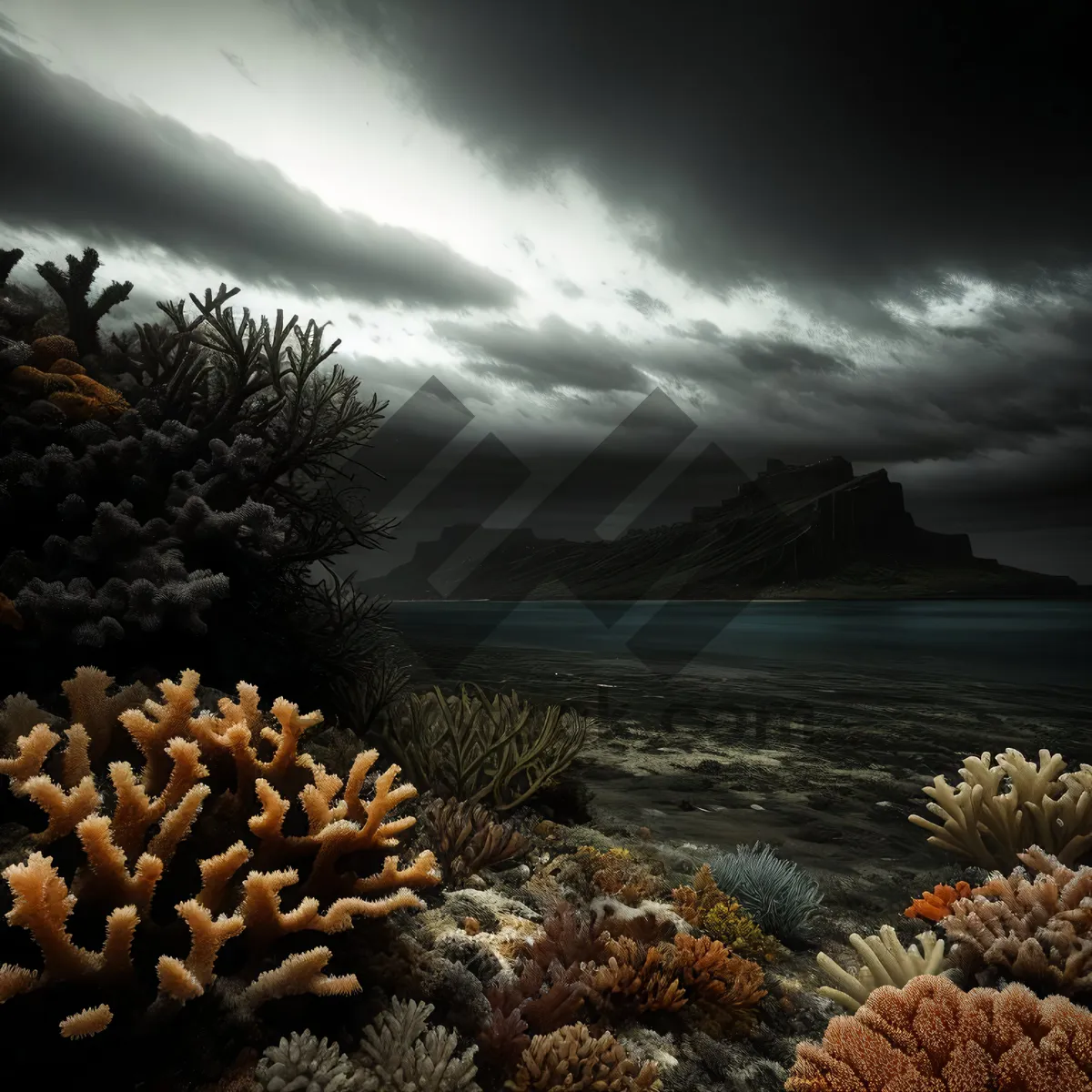 Picture of Serene Oceanic Landscape with Vibrant Coral Reef