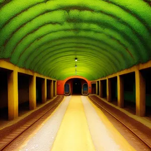 Urban Underground Passageway: Modern Subway Terminal Corridor