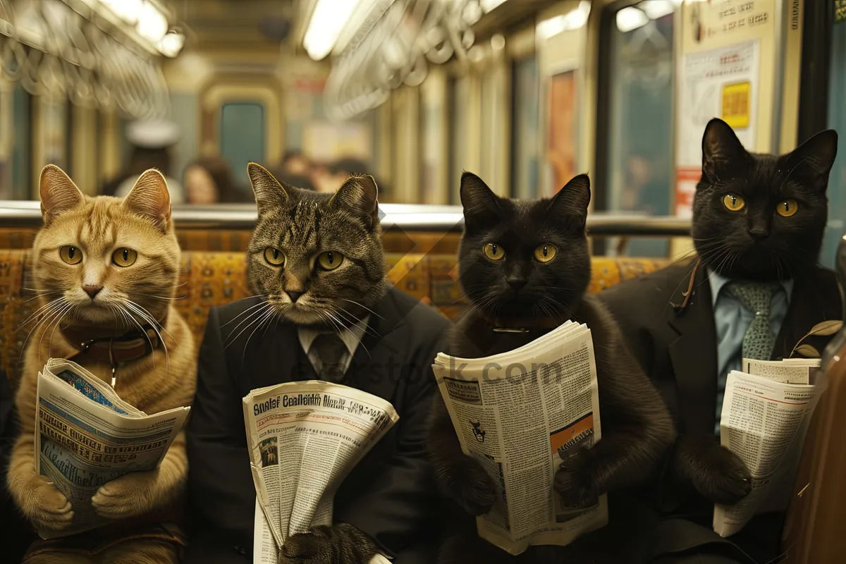 Picture of Curious Kitty with Gray Whiskers on Newspaper