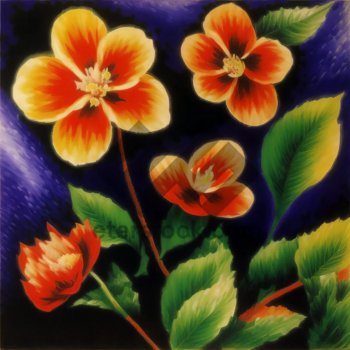 Picture of Vibrant Spring Floral Bouquet: Nasturtiums, Tulips, and Primroses