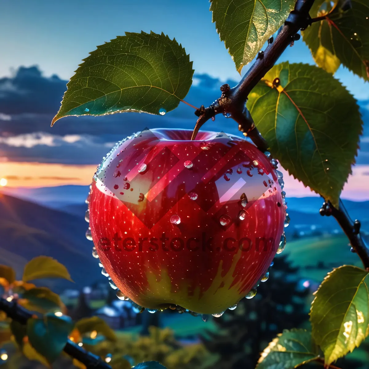 Picture of Fresh and juicy red delicious apple fruit