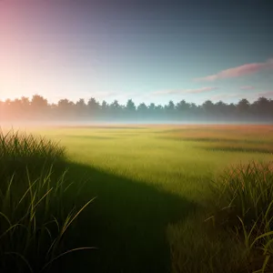 Serene Sunset Over Rural Wheat Field