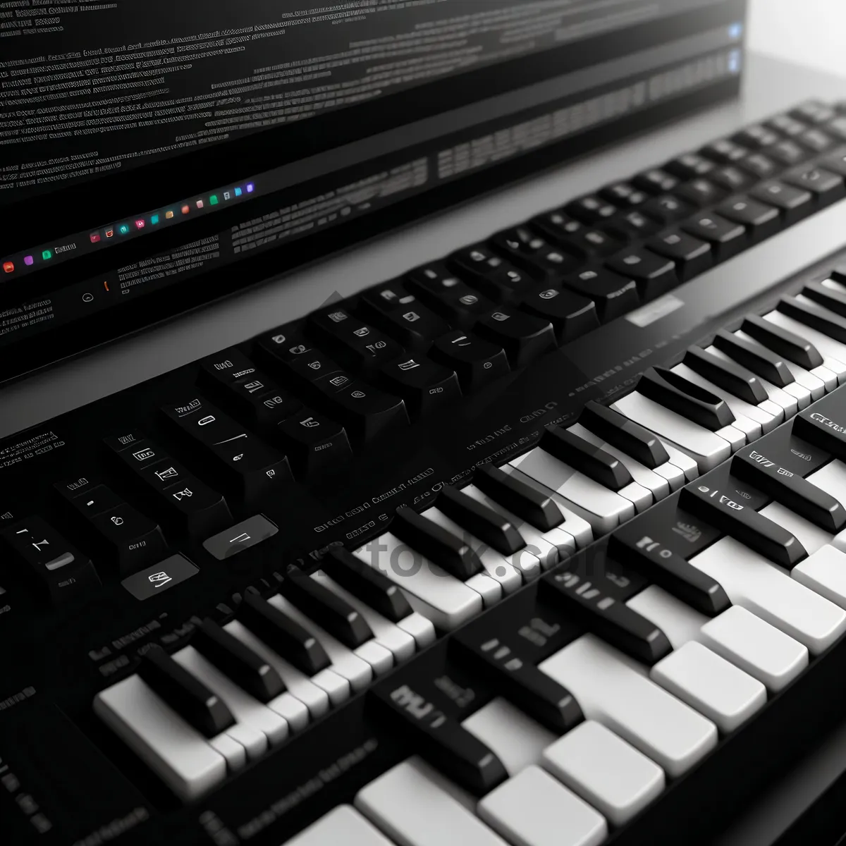 Picture of Black Electronic Keyboard for Office Communication and Music Production