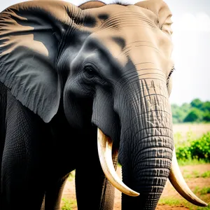 Majestic tusker roaming freely in the wild.