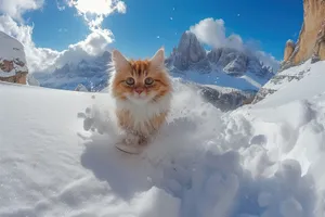 Curious kitten with fluffy fur and adorable eyes