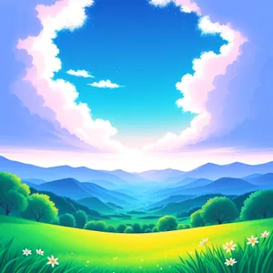 Scenic Summer Sky with Sun and Clouds