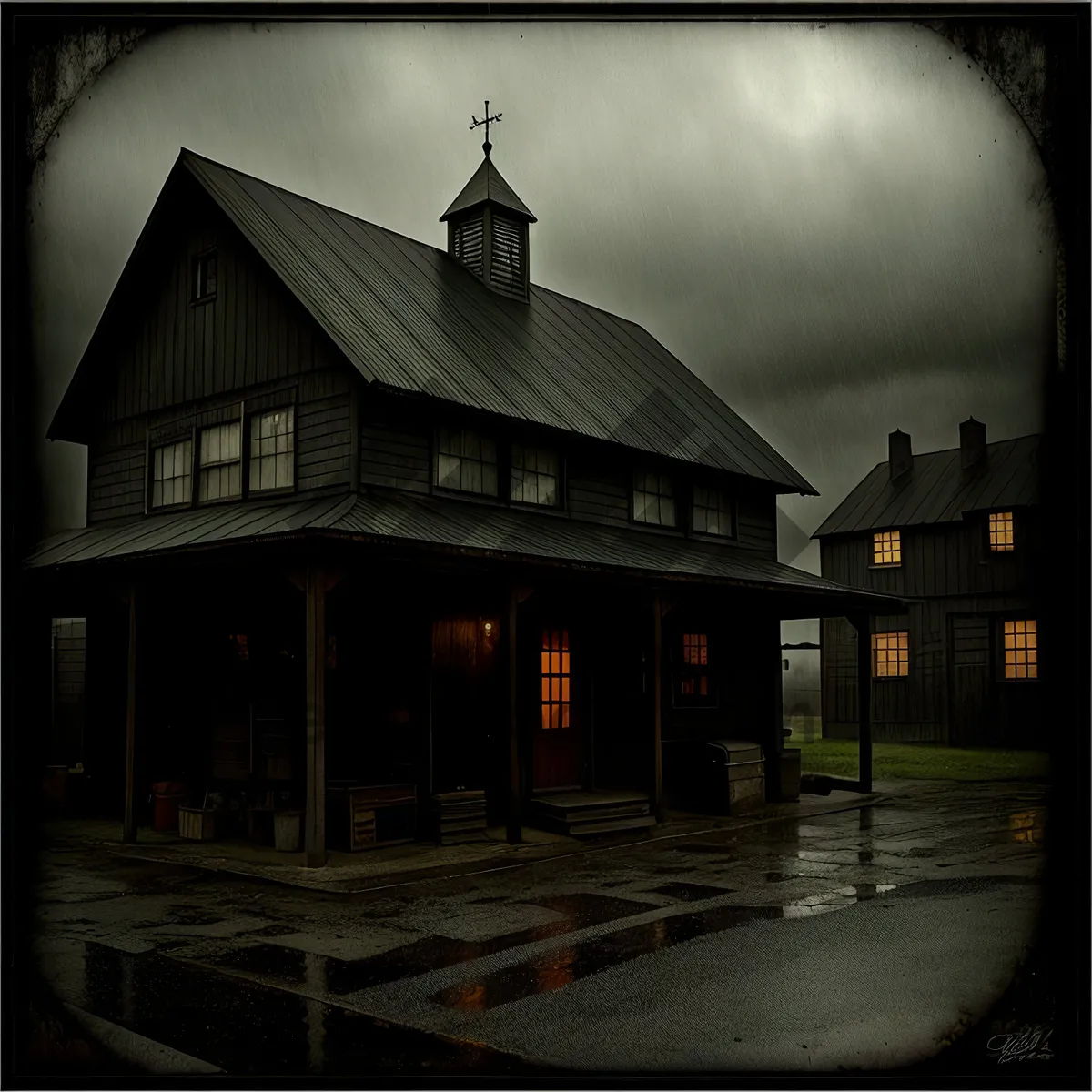 Picture of Enchanting Night View of Old Public House