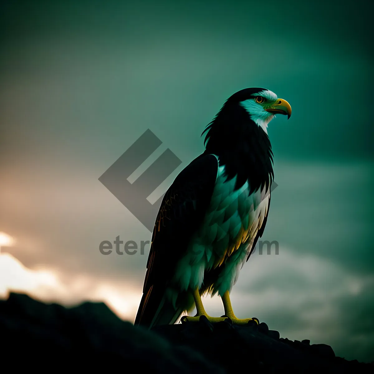 Picture of Majestic Magpie: A Stunning Black and Yellow Avian Beauty