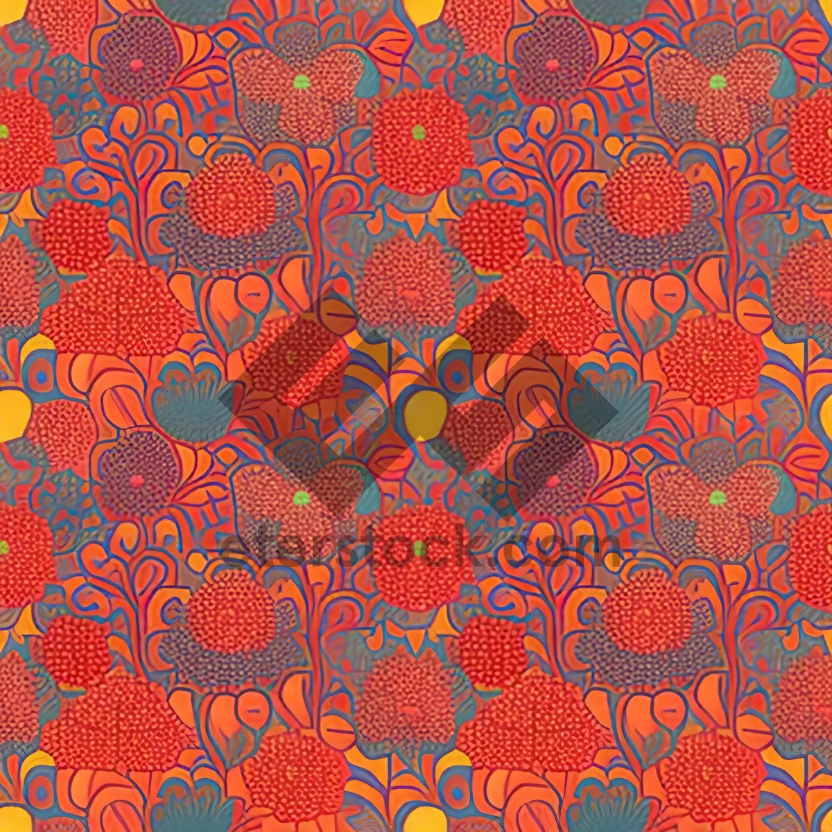 Picture of Vintage Floral Damask Pattern on Antique Wallpaper