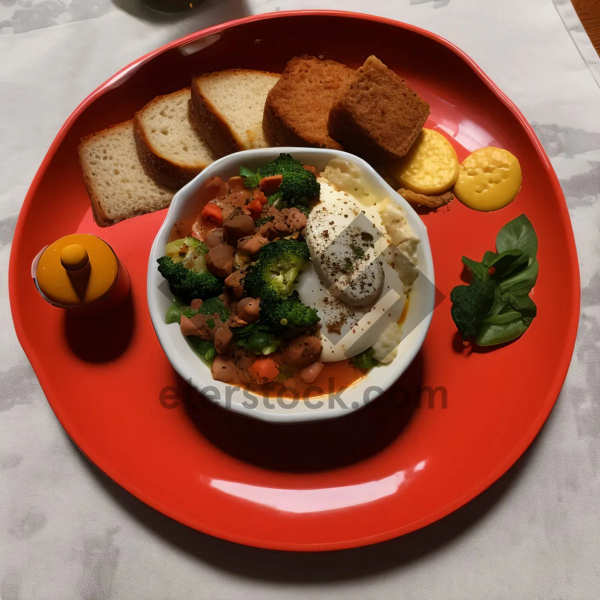 Picture of Fresh vegetarian salad with delicious tomato and pepper garnish.