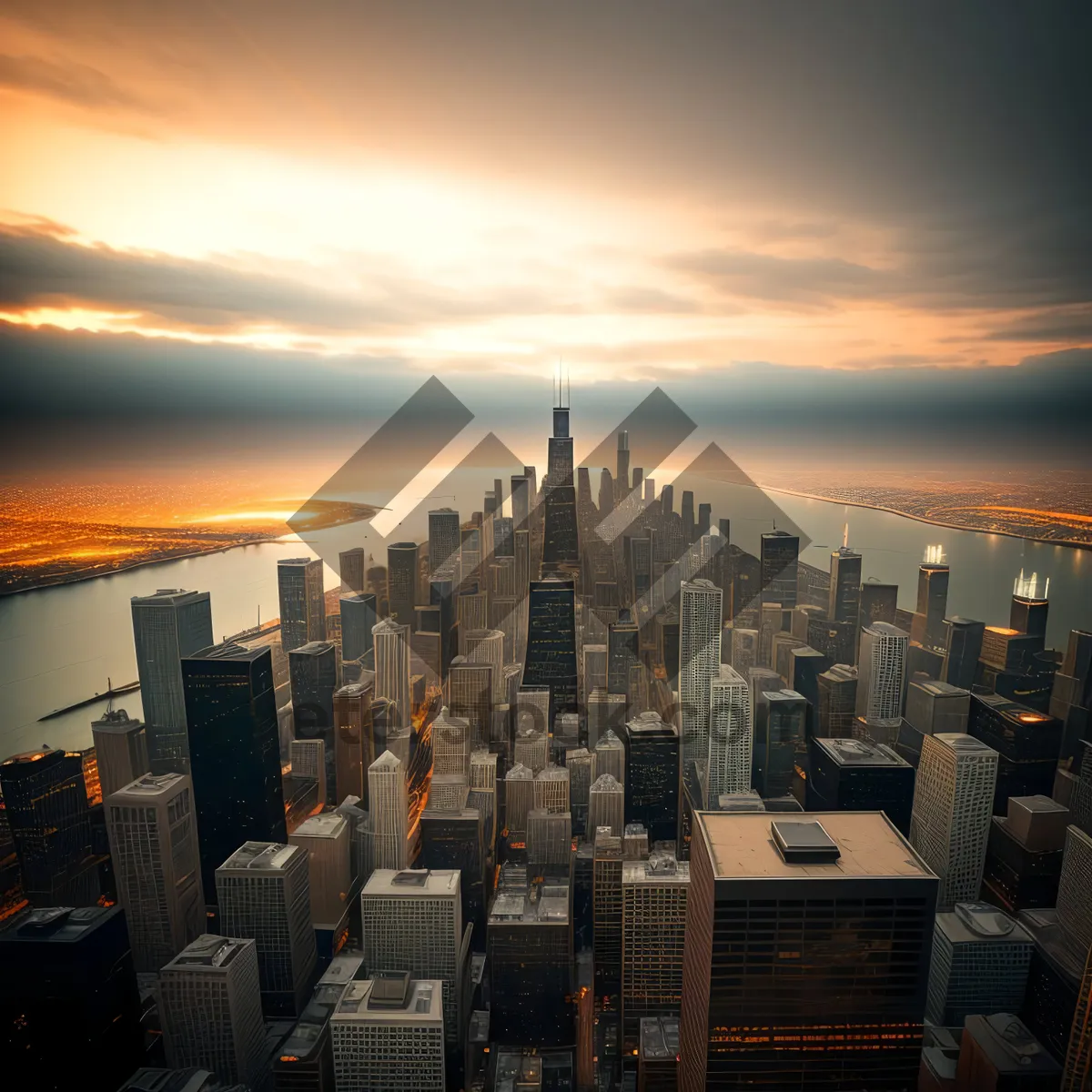 Picture of Metropolis at Night: The Urban Skyline Reflects in River