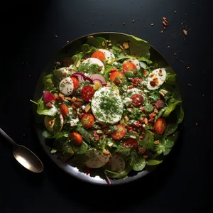 Fresh Vegetable Salad with Pepper Tomato Sauce