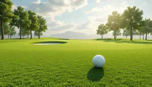 Colorful golfer playing on a sunny golf course.