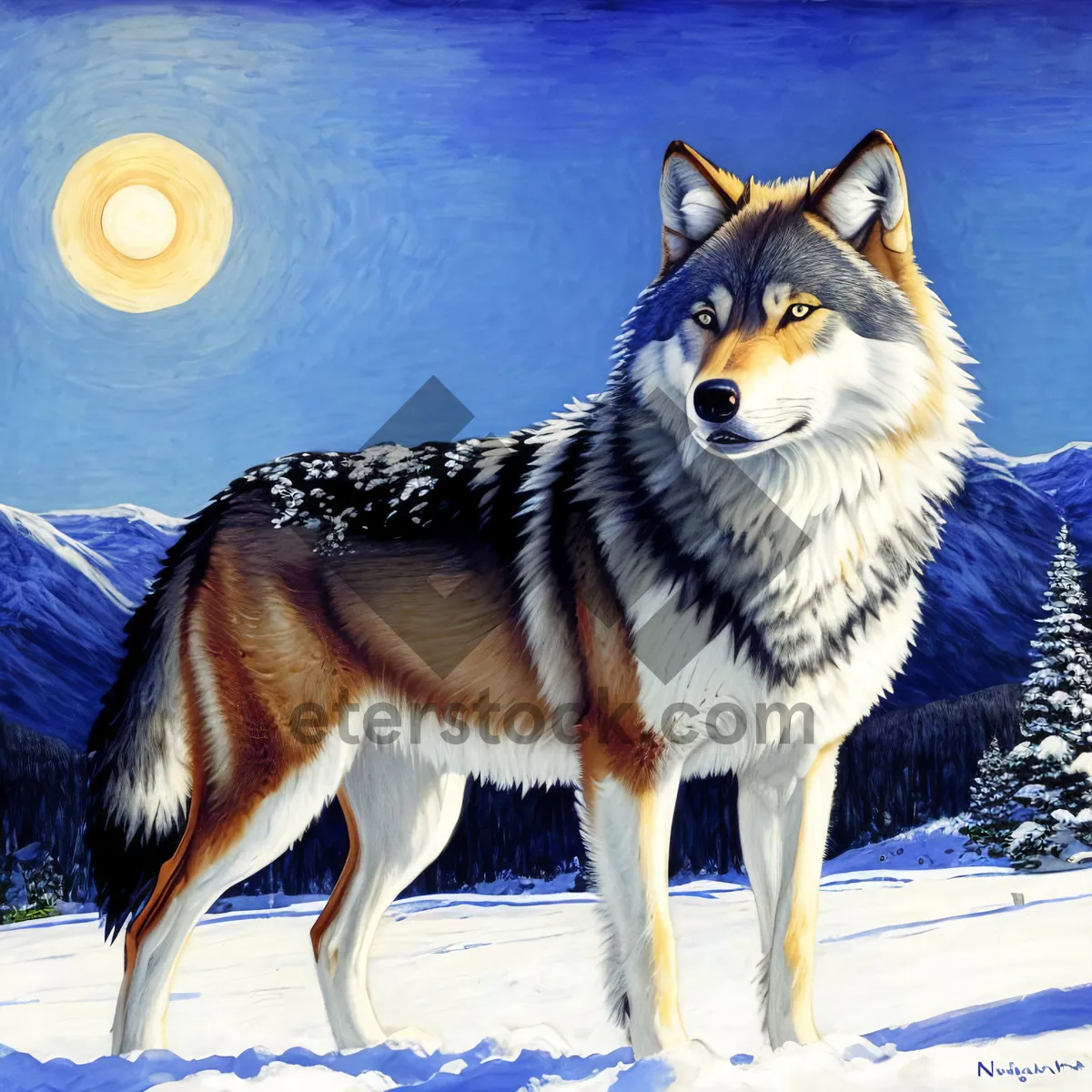 Picture of Timber Wolf in Snowy Winter Forest