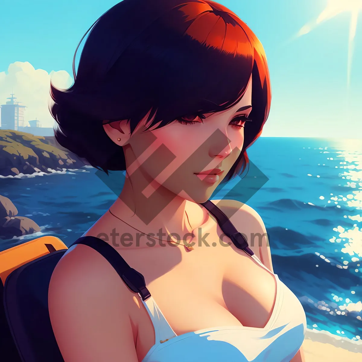 Picture of Sun-kissed Summer Day: Beach Babe in Stylish Bikini