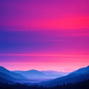 Golden Horizon: Serene Sunset Over Majestic Mountain Range