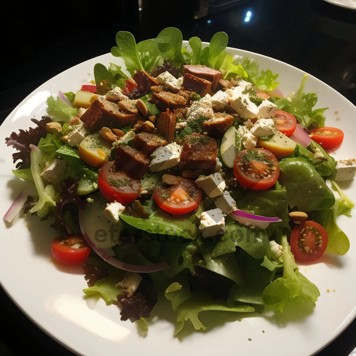 Picture of Delicious Fresh Vegetarian Salad with Green Peas and Lettuce