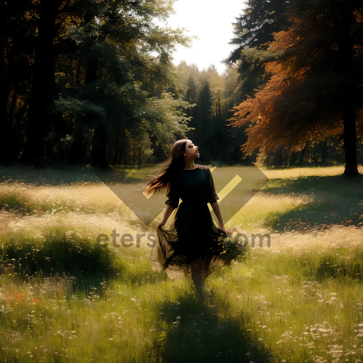 Picture of Man using lawn mower in outdoor garden