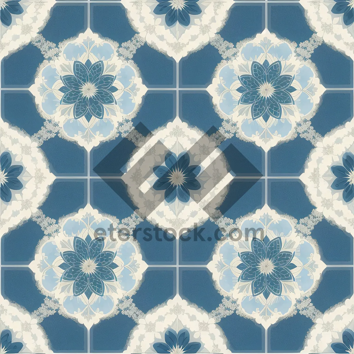 Picture of Vintage winter snowflake damask textile pattern decor.