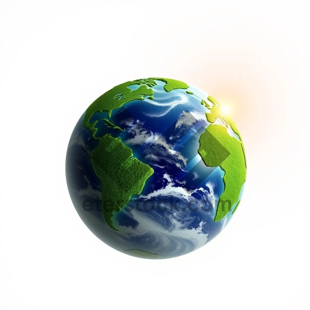 Picture of 3D Planet Earth Globe Icon with Ocean.