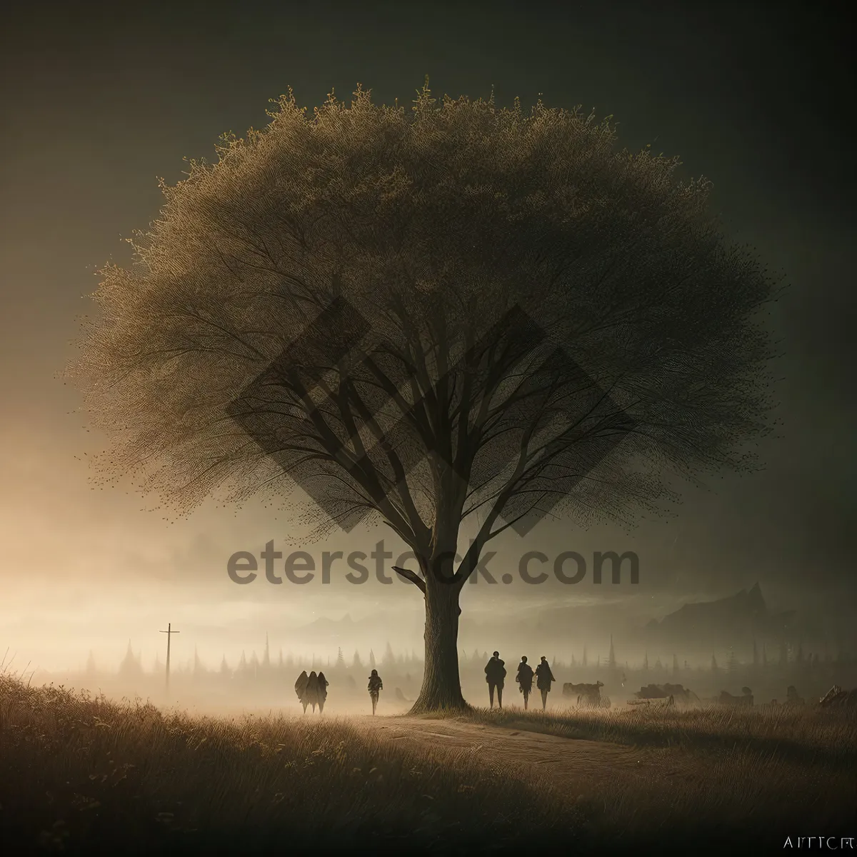 Picture of Winter Wonderland: Majestic Rural Landscape at Sunset