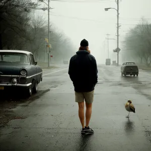 Active Man Runner on Sidewalk - Outdoor Fitness