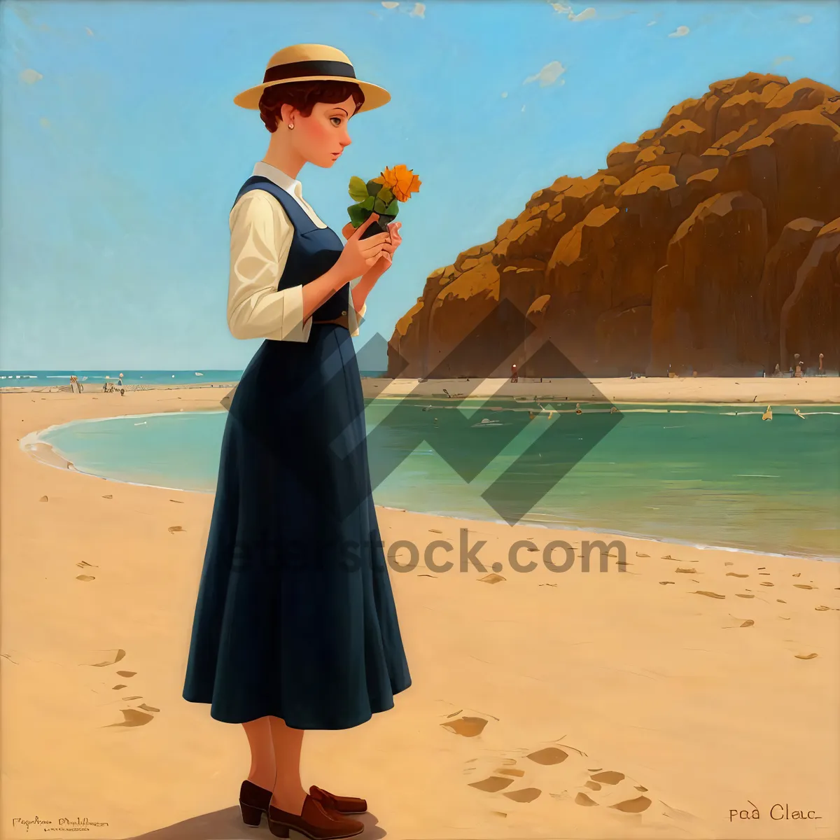 Picture of Sunny Beach Bliss: Tranquil Happiness by the Sea.