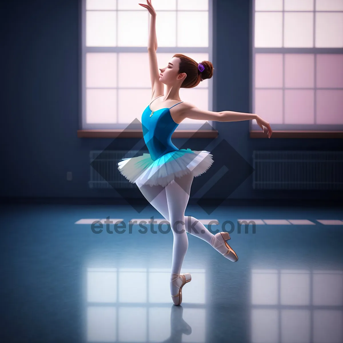 Picture of Graceful Dancer Balancing on Beam