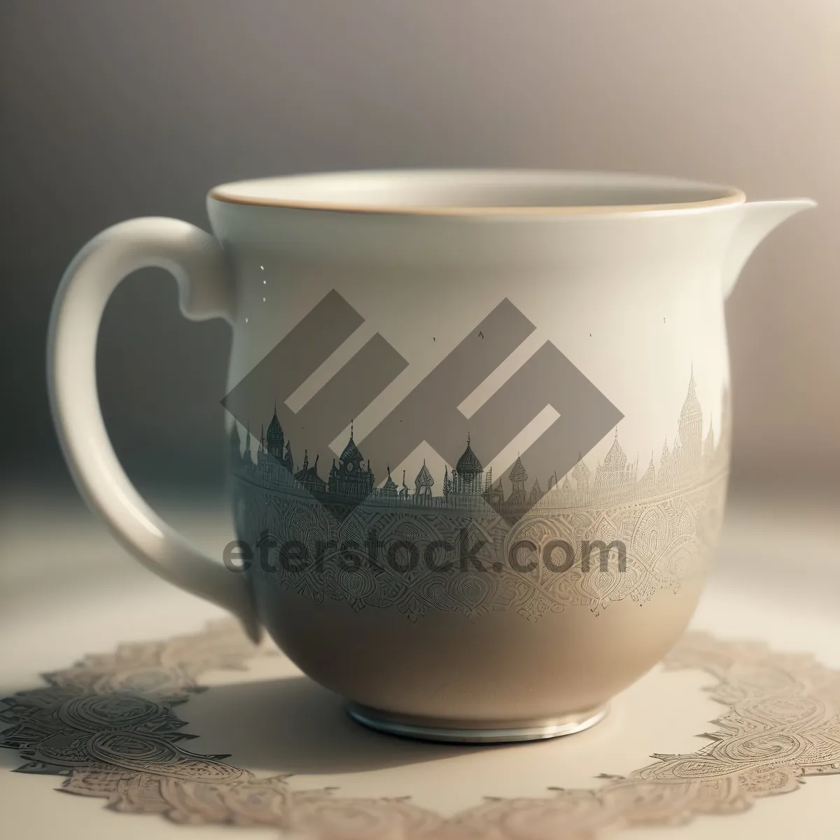 Picture of Hot Cup of Morning Brew in Porcelain Saucer