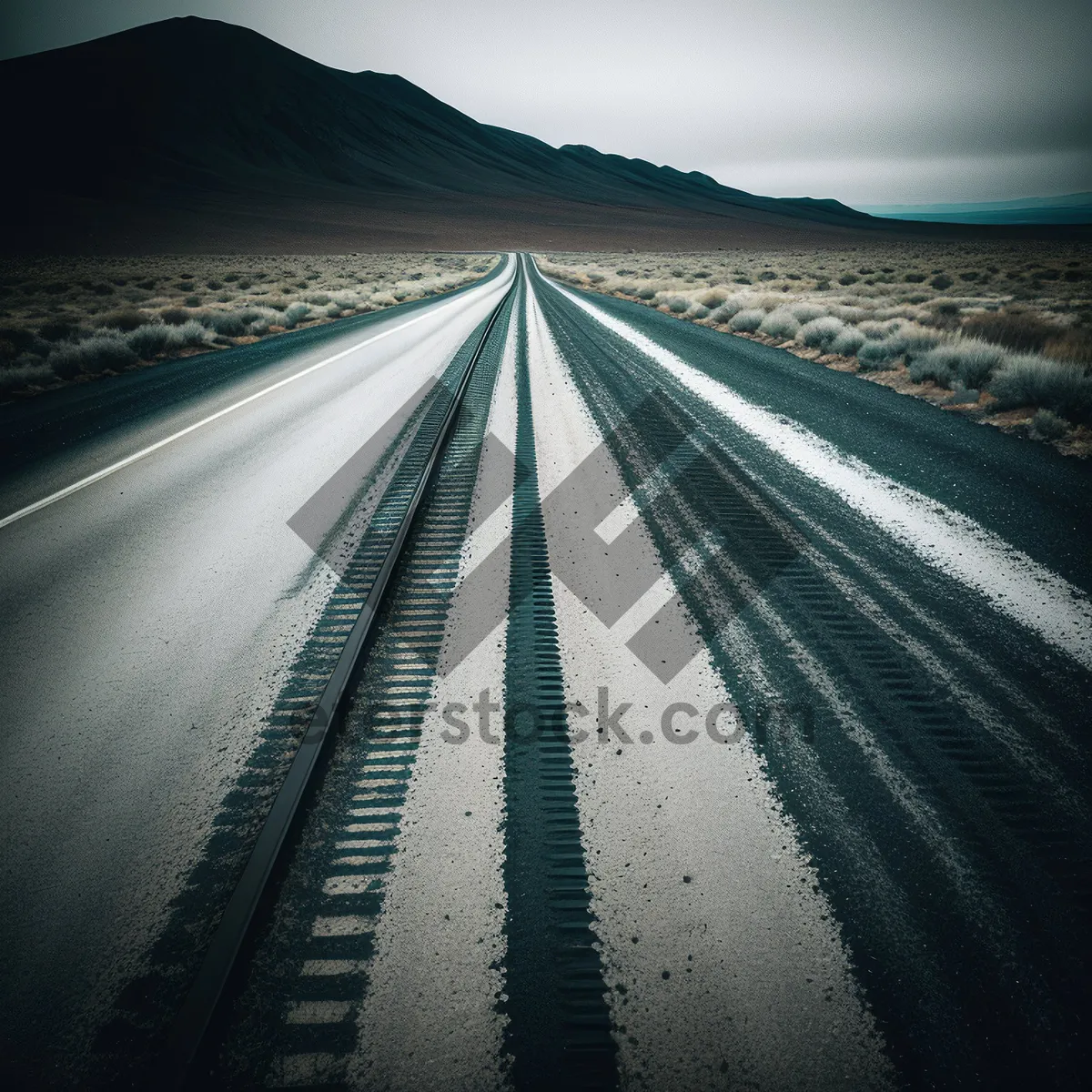 Picture of Scenic Drive with Endless Skyline on Desert Highway